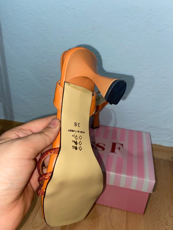 Parlak Turuncu Kadın Yüksek Topuklu Akşam Ayakkabısı - Görsel 4