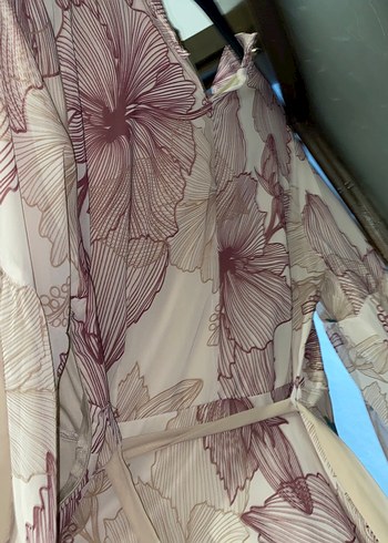 Bej Bohem Uzun Kollu Kadın Elbise - Görsel 5