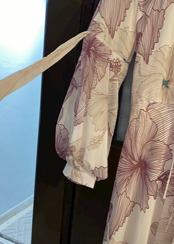 Bej Bohem Uzun Kollu Kadın Elbise - Görsel 4