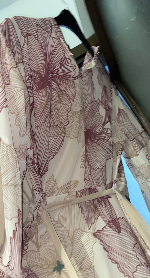 Bej Bohem Uzun Kollu Kadın Elbise - Görsel 5