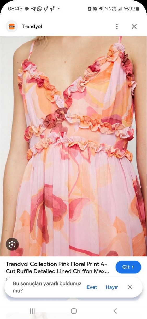 Pembe Bohem çiçekli fırfırli şifon Uzun Elbise - Görsel 4