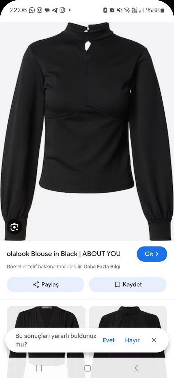 Siyah Krep Balon Kollu Bluz - Görsel 4