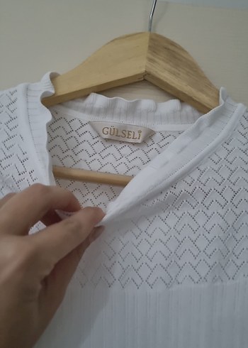 Beyaz Örgü Kadın Bluz, Uzun Kollu, İnce Kesim - Görsel 3