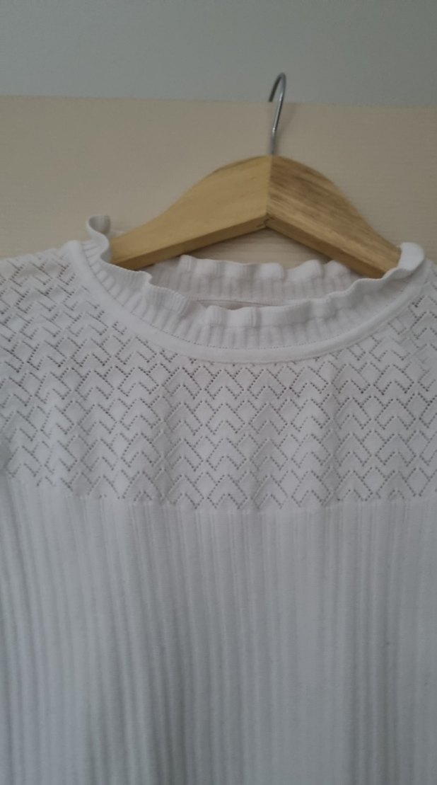 Beyaz Örgü Kadın Bluz, Uzun Kollu, İnce Kesim - Görsel 2