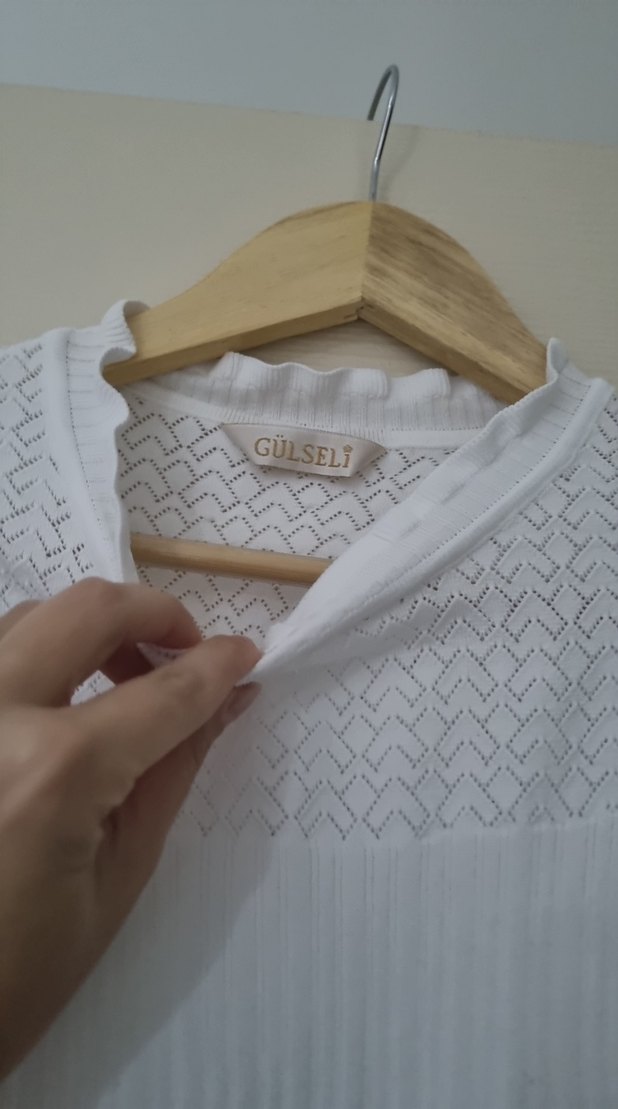 Beyaz Örgü Kadın Bluz, Uzun Kollu, İnce Kesim - Görsel 3