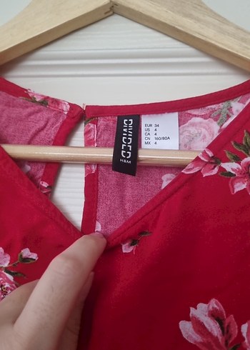 Çiçek Desenli Kırmızı Uzun Kollu Bluz - Görsel 3