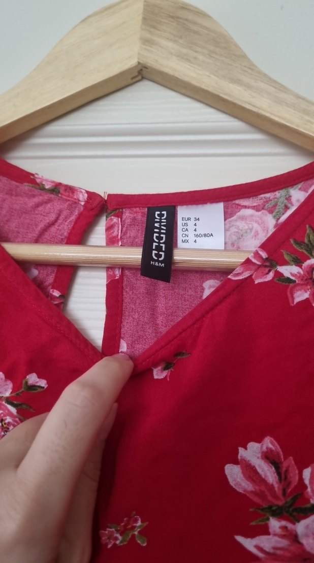 Çiçek Desenli Kırmızı Uzun Kollu Bluz - Görsel 3