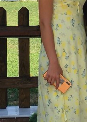 Sarı Pamuklu Çiçek Desenli Midi Etek - Görsel 2