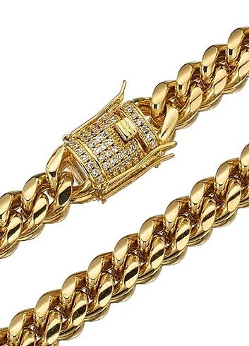 swarovski PREMİUM GOLD 316 L CUBAN CHAİN