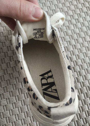 30 Beden camel Renk Zara Leopar Desen Çocuk Sneaker Ayakkabı