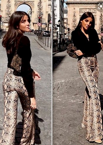 Zara Yılan Desenli Kadın Likralı Pantolon