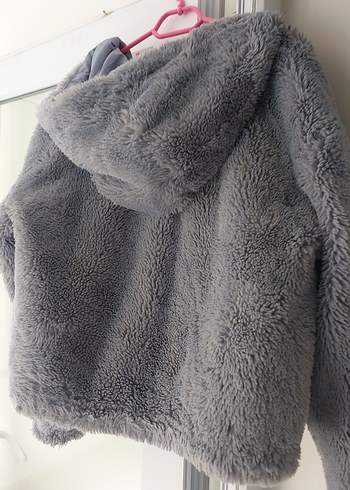xs Beden Gri Peluş Kadın Kışlık Mont