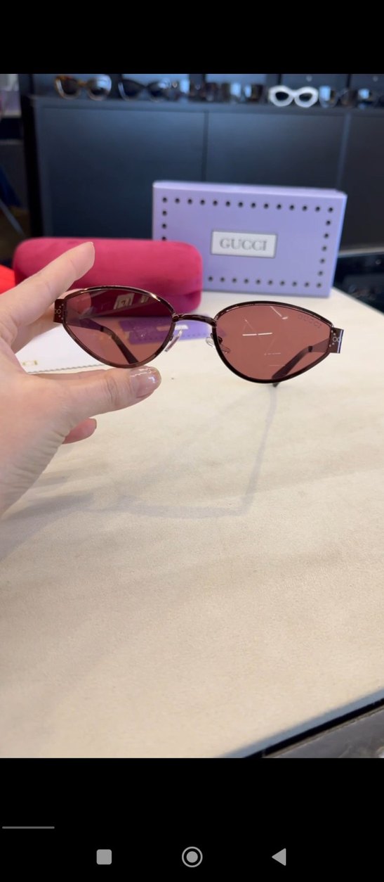 Gucci Parlak Kahverengi Kadın Güneş Gözlüğü - Görsel 2