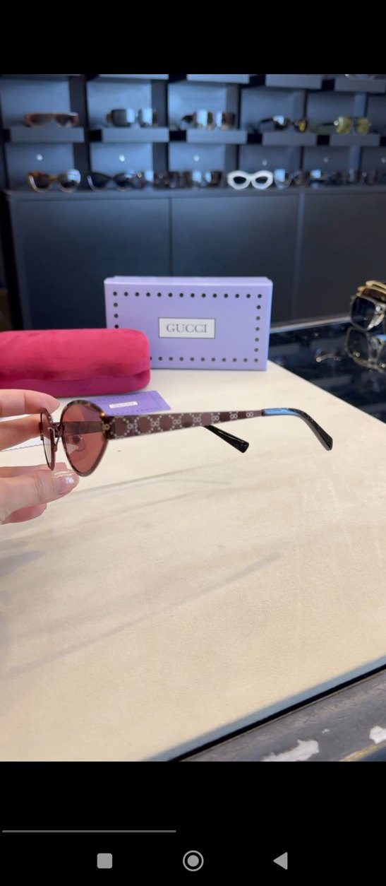 Gucci Parlak Kahverengi Kadın Güneş Gözlüğü - Görsel 3