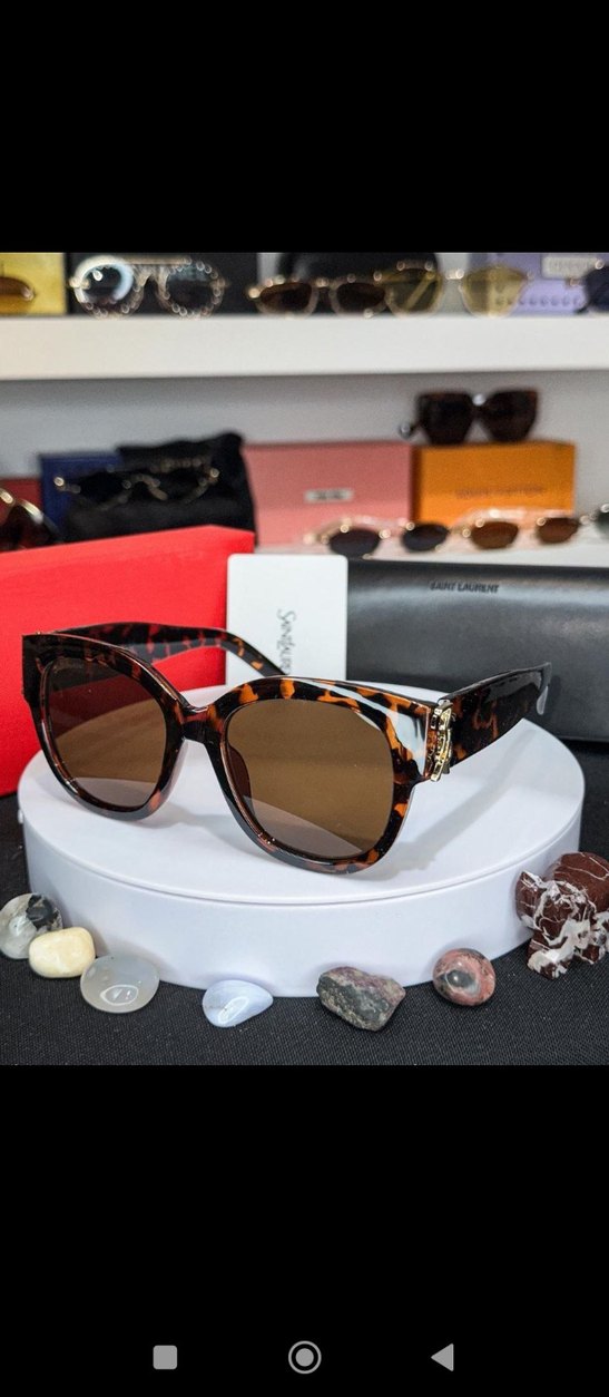 Kahverengi Parlak Kürklü Kadın Güneş Gözlüğü - Görsel 2