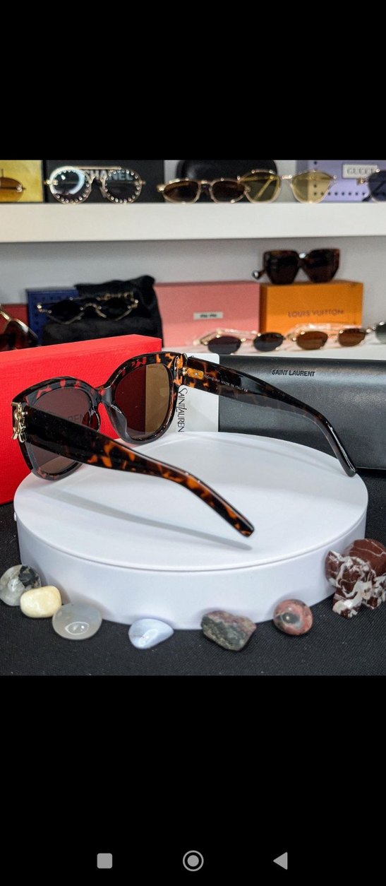 Kahverengi Parlak Kürklü Kadın Güneş Gözlüğü - Görsel 3