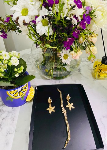 Minimal & Şık Deniz Yıldızı Küpe Bileklik Takımı - Görsel 4