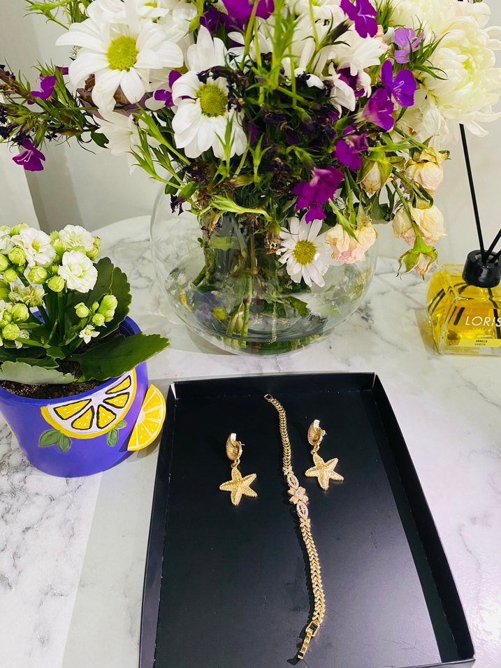 Minimal & Şık Deniz Yıldızı Küpe Bileklik Takımı - Görsel 4