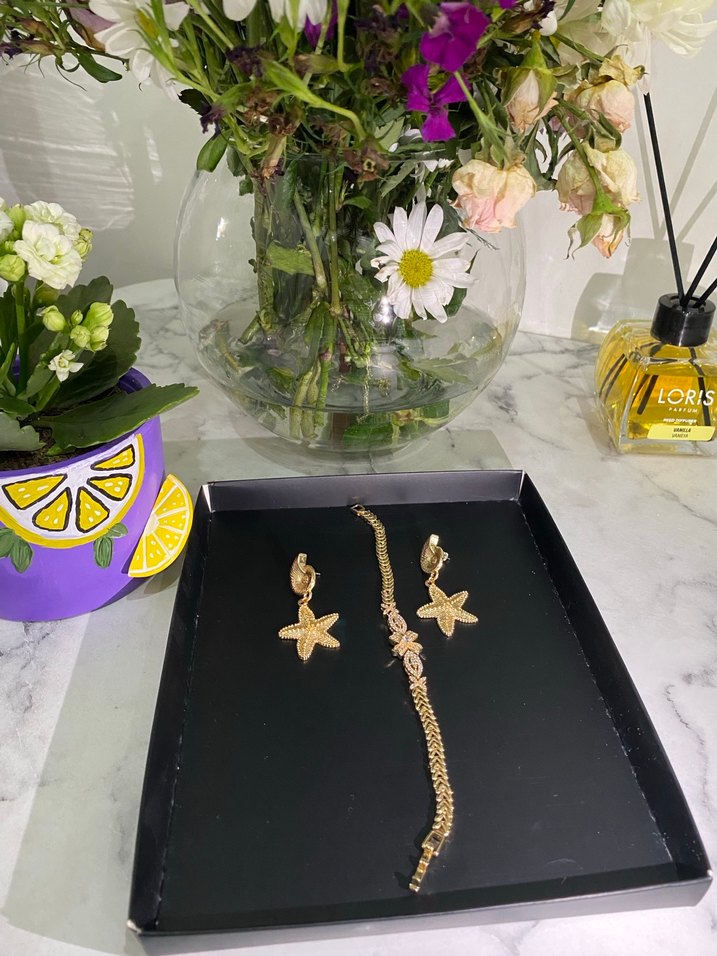 Minimal & Şık Deniz Yıldızı Küpe Bileklik Takımı - Görsel 2