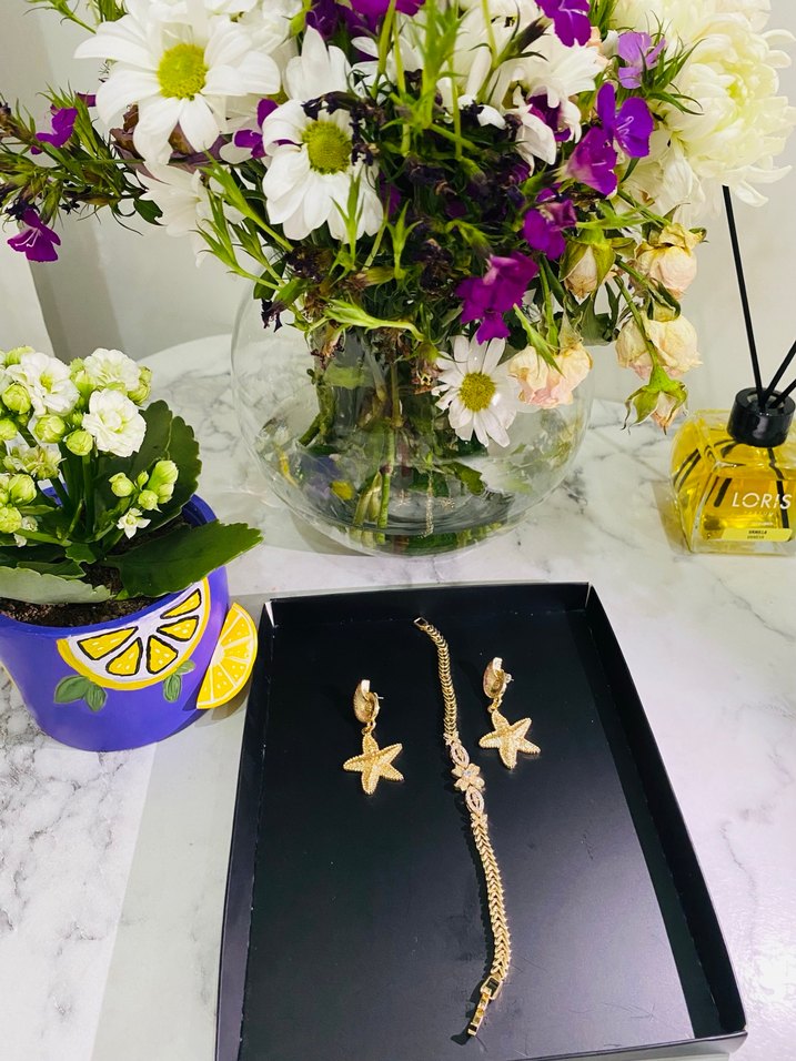 Minimal & Şık Deniz Yıldızı Küpe Bileklik Takımı - Görsel 3