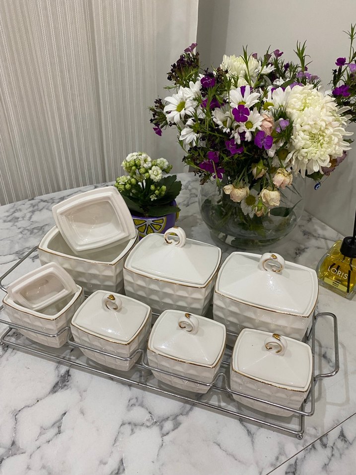 Zarif Tasarımlı Altın Yaldızlı Porselen Baharatlık Seti - Görsel 5