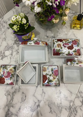 Çiçek Desenli Çoklu Kapaklı Saklama Kabı Seti - Görsel 6