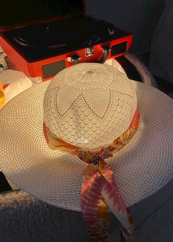 Beyaz Pileli Bohem Kadın Şapka - Görsel 2