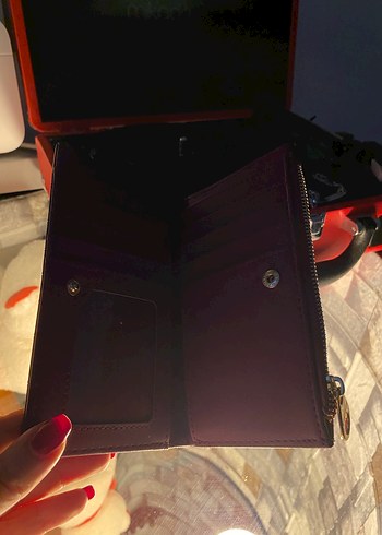 Bordo Deri Yılan Desenli Fermuarlı Kadın Cüzdan - Görsel 4