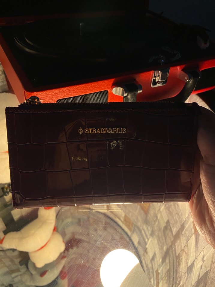 Bordo Deri Yılan Desenli Fermuarlı Kadın Cüzdan - Görsel 2