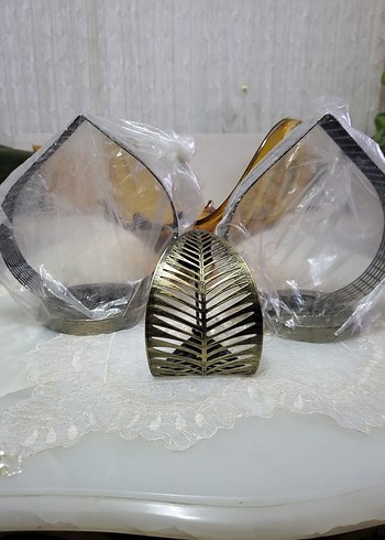 Altın Renkli Mumluk ve Dekoratif Parçalar - Görsel 2