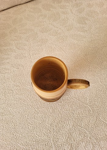 Parlak Bej Ahşap Kulplu Kupa - Görsel 2