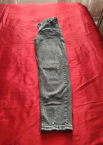 Gri Bol Kesim Midi Kot Pantolon - Görsel 2