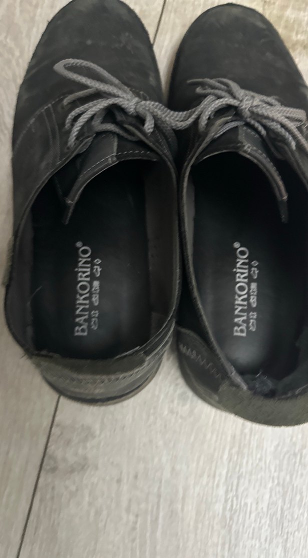 Siyah Deri Erkek Ayakkabı Gri Bağcıklı - Görsel 3