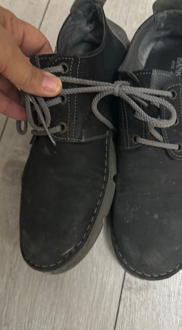 Siyah Deri Erkek Ayakkabı Gri Bağcıklı - Görsel 2