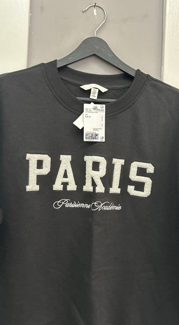 Siyah Paris Baskılı Kadın Sweatshirt - Görsel 5