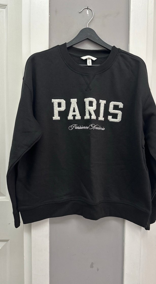 Siyah Paris Baskılı Kadın Sweatshirt - Görsel 2