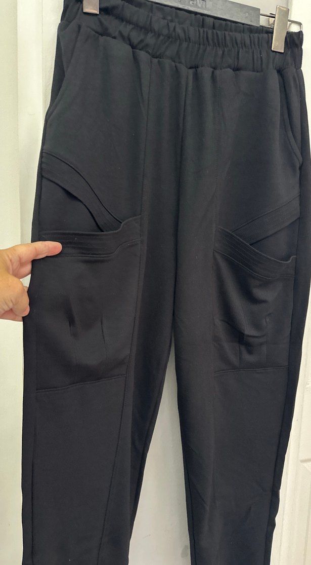 Siyah Rahat Kesim Kadın Kumaş Pantolon - Görsel 5