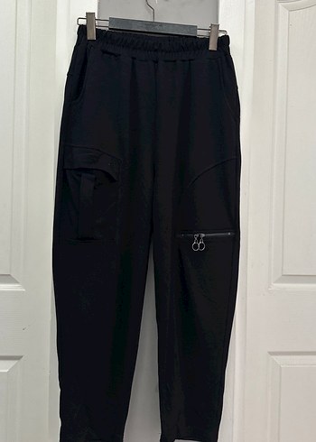 Kadın Siyah Fermuarlı Rahat Kesim Eşofman Altı - Görsel 4