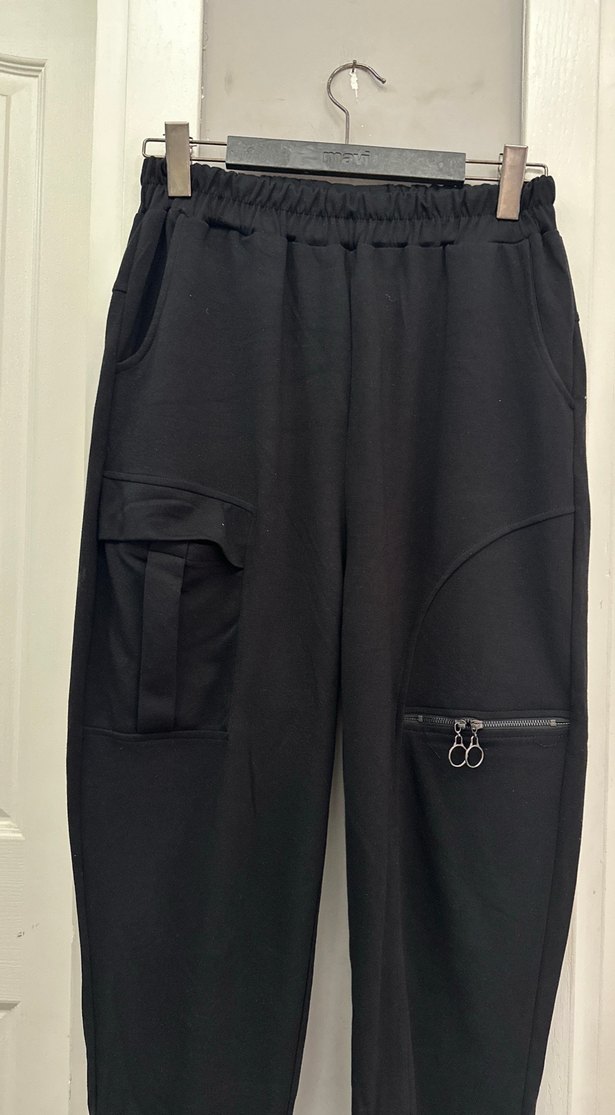 Kadın Siyah Fermuarlı Rahat Kesim Eşofman Altı - Görsel 2