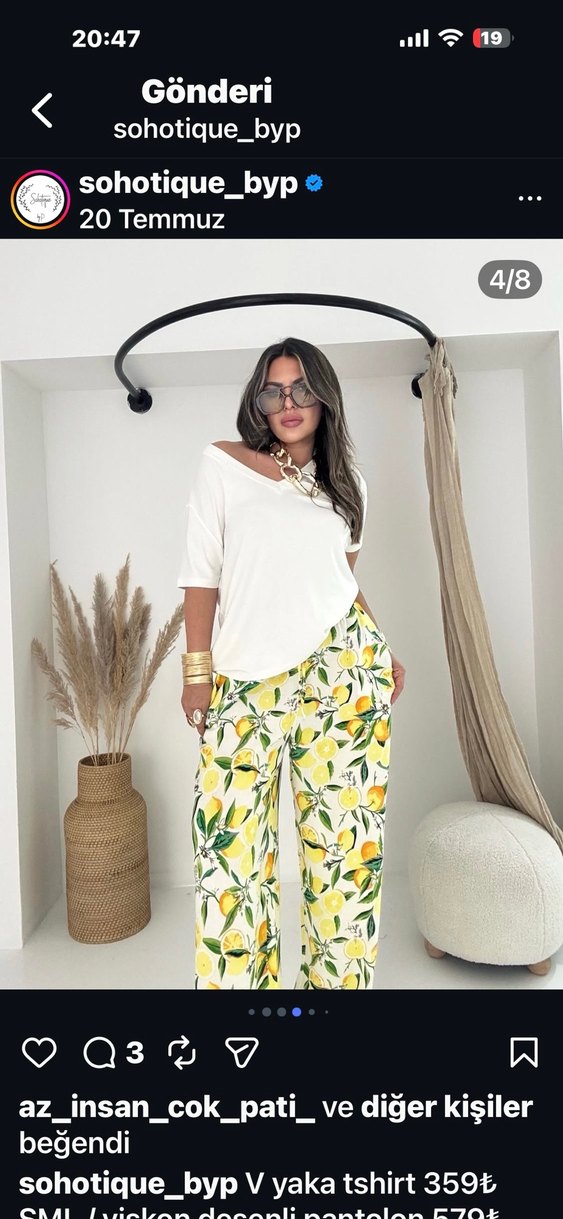 Sarı beyaz limon desenli beli lastikli sokak modeli - Görsel 2