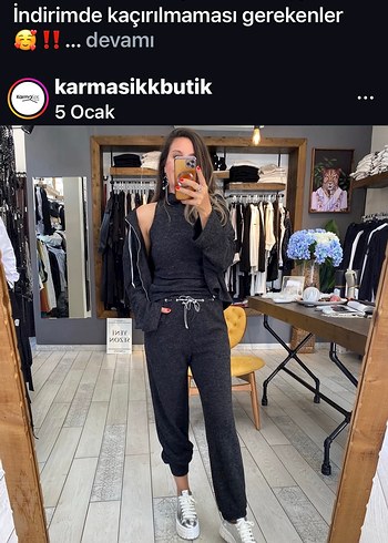 Gri Bol Kesim Kısa Eşofman Takımı triko - Görsel 4