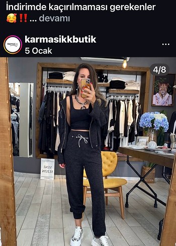 Gri Bol Kesim Kısa Eşofman Takımı triko - Görsel 11