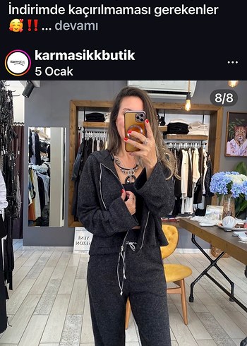 Gri Bol Kesim Kısa Eşofman Takımı triko - Görsel 12