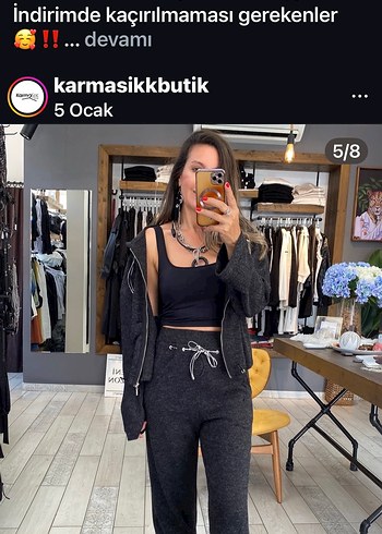 Gri Bol Kesim Kısa Eşofman Takımı triko - Görsel 5