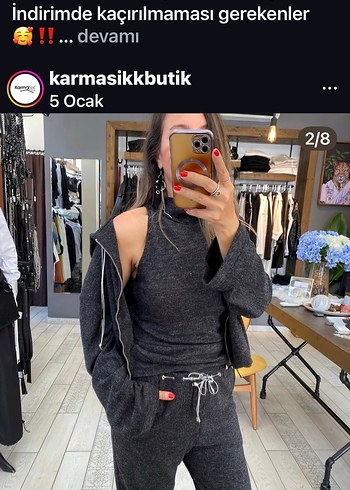 Gri Bol Kesim Kısa Eşofman Takımı triko - Görsel 9