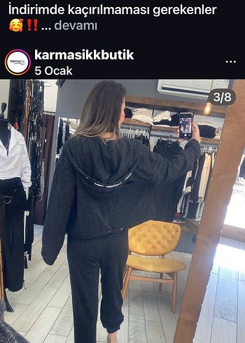 Gri Bol Kesim Kısa Eşofman Takımı triko - Görsel 10