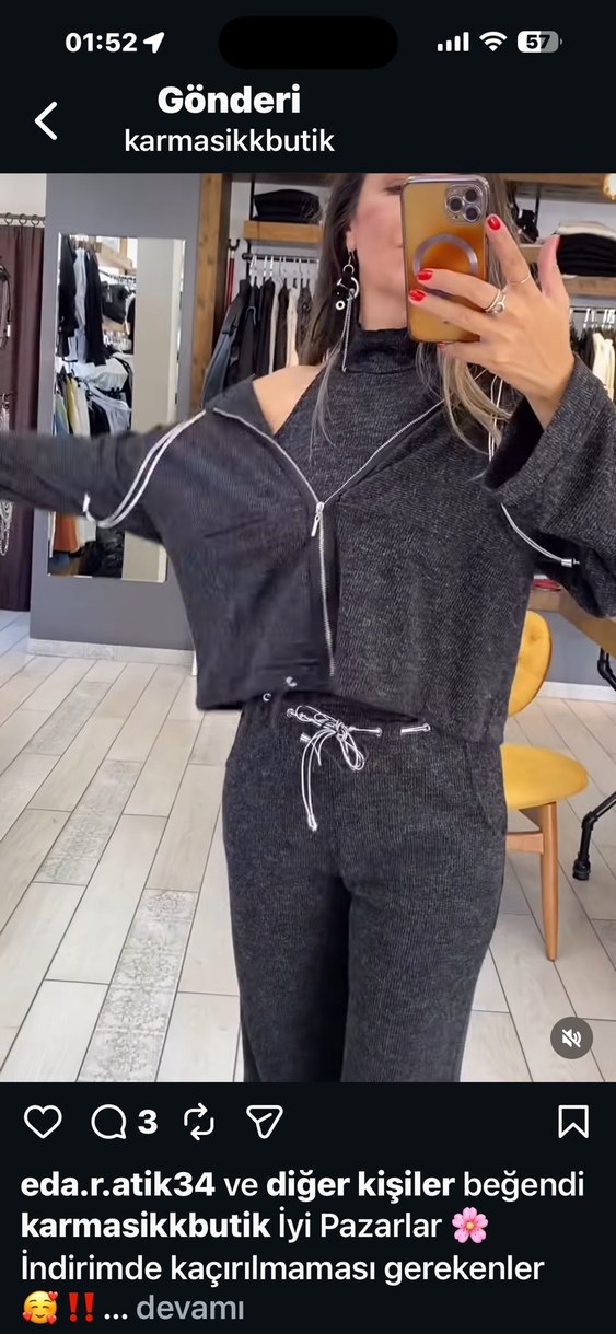 Gri Bol Kesim Kısa Eşofman Takımı triko - Görsel 2