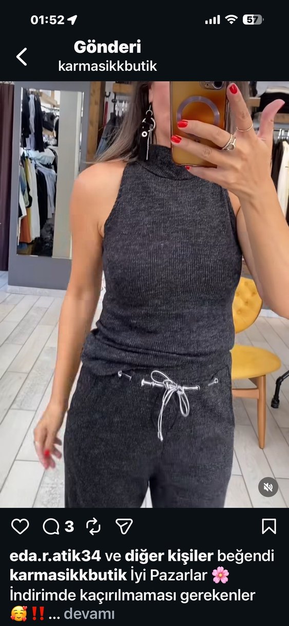 Gri Bol Kesim Kısa Eşofman Takımı triko - Görsel 3