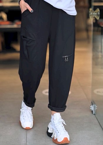 Siyah Baskılı Kadın Mini Boyfriend Pantolon - Görsel 6