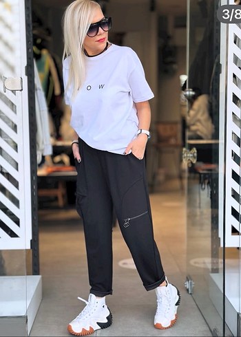 Siyah Baskılı Kadın Mini Boyfriend Pantolon - Görsel 3